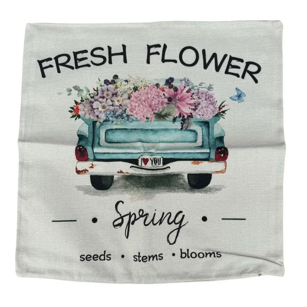 New ZJHAI 4 Piece Set Home Sweet Home Floral Spring Pillow Cover Case 18x18